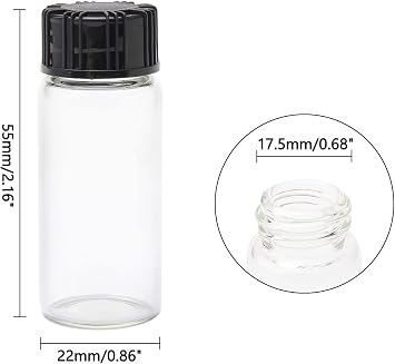 50Pcs Clear Glass Bottles, 10ml 1/3 Oz Liquid Lab Sample Bottles, Small Glass Vials with Screwcap, Mini Container With Lids for Liquids