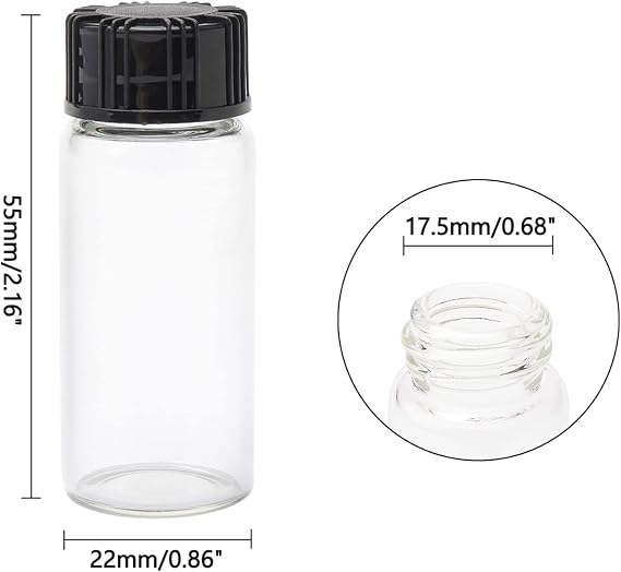 50Pcs Clear Glass Bottles, 10ml 1/3 Oz Liquid Lab Sample Bottles, Small Glass Vials with Screwcap, Mini Container With Lids for Liquids