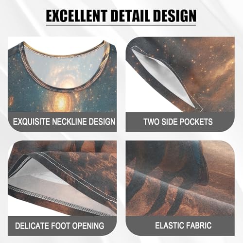 ALAZA Animal Horse Galaxy Nebula Pajamas Set Short Sleeve Cotton Sleepwear Summer Pjs 2 Piece 5-14Y4