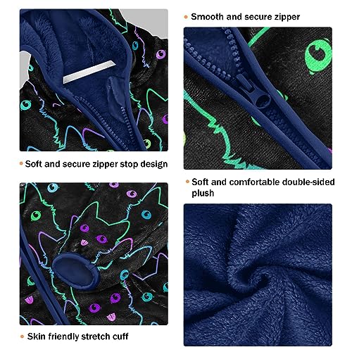 Cute Cat Boys Fleece Hoody Jacket Zip Up Coat Warm Fall Winter Plush Jacket Long Sleeve Outerwear3