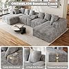 143" Oversized U Shaped Cloud Sectional Couches for Living Room, Comfy Fluffy Corduroy Grey Boneless Couch, Large Modular Sectional Sofa Set with Chaise, Cup Holder, USB Port, Storage Console