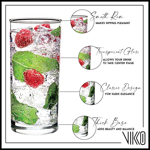 Vikko Water Glasses, Set Of 12 Drinking Glasses, Thick And Durable Tumbler, 12.25 Ounce Tall Kitchen Glasses, Dishwasher Safe Highball Glass Tumbler, Heavy Duty Cups #TOP1