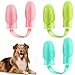 Kitty&doggy Go Double Finger Pet Toothbrush 3 Pcs of Pink Blue Green Soft Dog Toothbrush