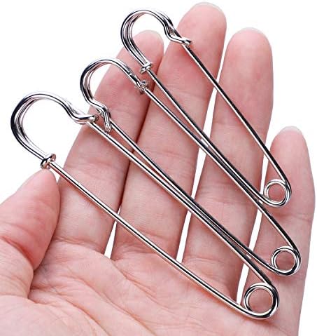Large Safety Pins Strong, 30Pcs 3 Size Large Kilt Pins Metal Blanket Pins Strong Knitting Holder Extra Large Pins for Jewelry Crafts (4 inch - 3.5 inch - 3 inch)