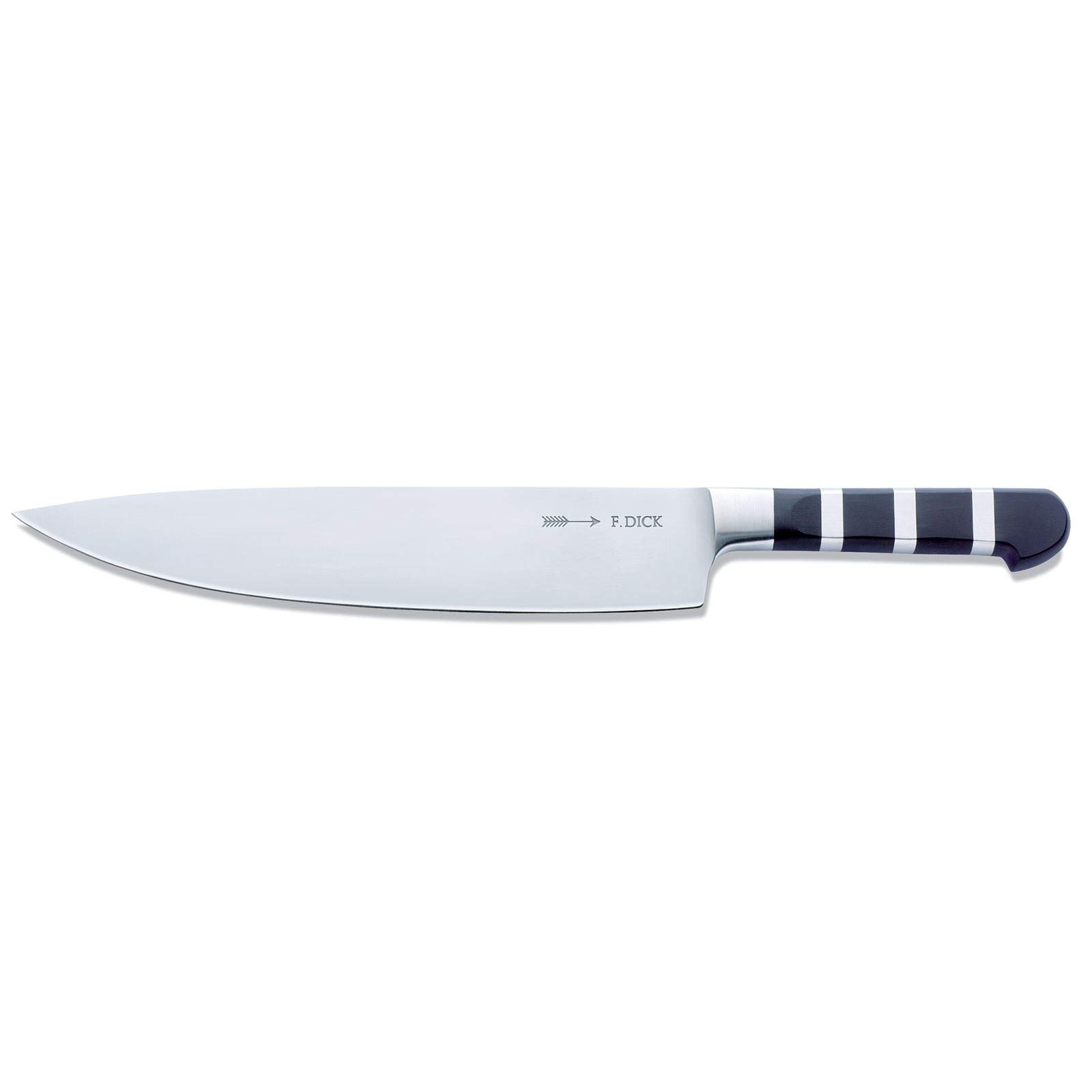 Dick 1905 großes breites Kochmesser 26 cm Set inkl. rundem Standard Wetzstahl 25 cm mit Holzgriff