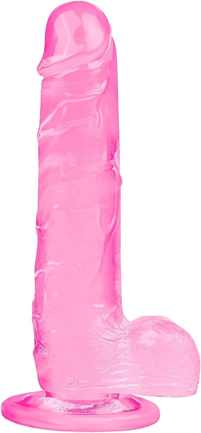 21CM Realistic Classic Pink Dildo Striking Flexible Silicone Toys,Smooth Ultra-soft Stick Bendable with Super Suction Cup (Clear Pink) - Clear Pink