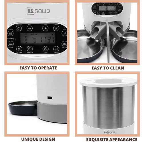 Futterautomat Katze Edelstahl-Futterspender Katze Futterspender, Sprachaufzeichnung, Akku und Plug-in-Power von U.S. Solid - Image 7