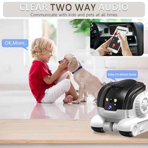 Image of 1080P WiFi Pet Camera with 2-Way Talk, Movable Robot Indoor Pet Monitor | Night Vision, Motion Detection, 32G SD Card, Dog Cat & Baby Monitor, App Control, Plug & Play, Multi-User Access, Wide Angle