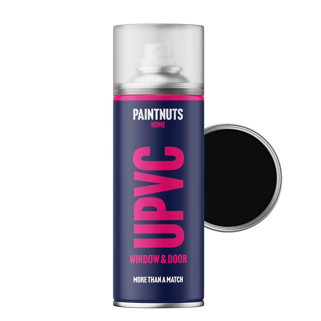 Paintnuts uPVC Window & Door Paint - RAL-9005 - JET BLACK Gloss 400ml Spray Can
