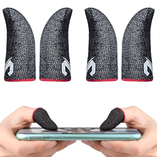 4 Pcs Dedales para Jugar al Movil Transpirable Gaming Disparos sensibles al Sudor para Cuchillos para Android y iOS, PUBG Mobile Game Finger Sleeve, Anti Sudor Pantalla táctil de Dedo Manga