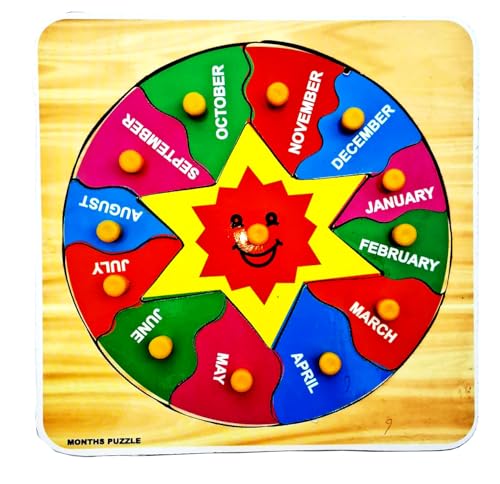 Image of Wooden Month Learning Puzzle Board, Educational Alphabet Tray Toy, Pre-School Learning Kit