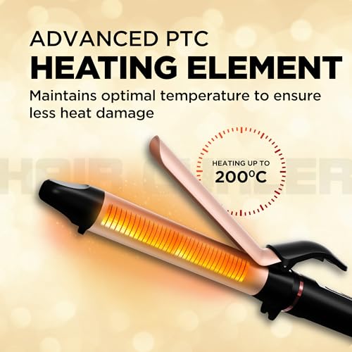 Image of Havells Hair Curler | KeraNourish + Argan Revitalizer | Long Barrel | Anti - Scalding Design |In Built Clamp | For Bouncy Curls | 2 year Guarantee | HC4141