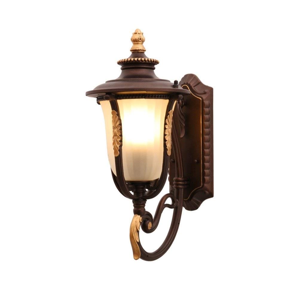 SXSCARKX European Gooseneck Embedded Outdoor Wall Lamp Waterproof Rustic Loft Antique Lantern Aluminum Glass Single Head Lights Patio Garden Villa Balcony External Sconce Brown E27 Needed