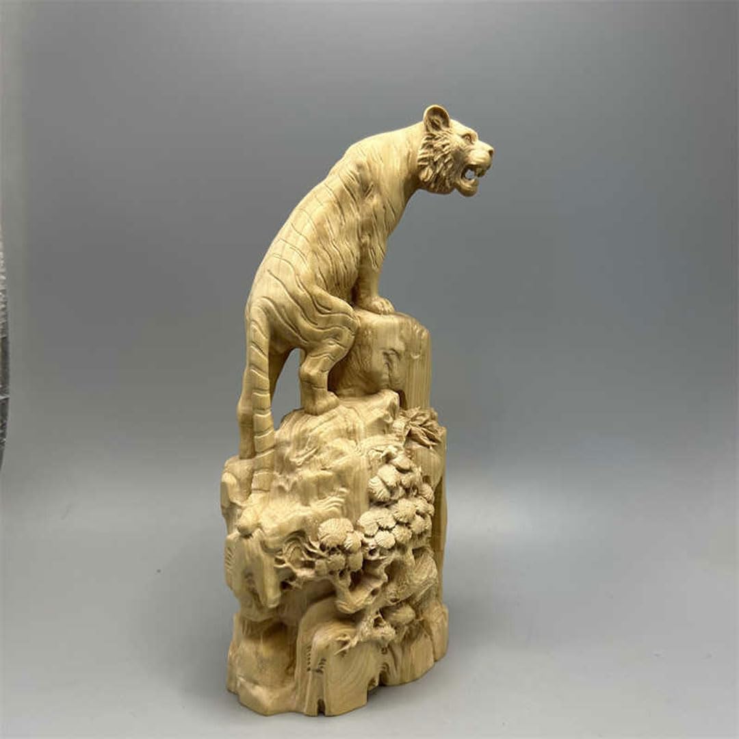 Amazon.co.jp: 木彫り 置物 上山虎 木彫り虎の置物 風水 寅 干支 新年