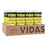 VIDAS | Boisson pétillante fine | Fleur de sureau et citron | Boîte de 12 boîtes de 250 ml | Légèrement pétillant | Ingrédients rafraîchissants et naturels