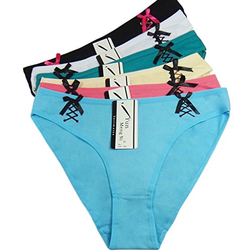 Runrain Culotte taille basse avec nœud imprimé en coton mélangé pour femme (XL) Cover