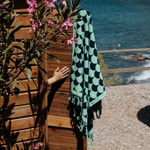 sea me at home 100% Turkish Cotton Bath, Beach, and Pool Towel with Unique Design - 31x62 Inches (Nautical Mint) by sea me at home - Used condition - Image 4