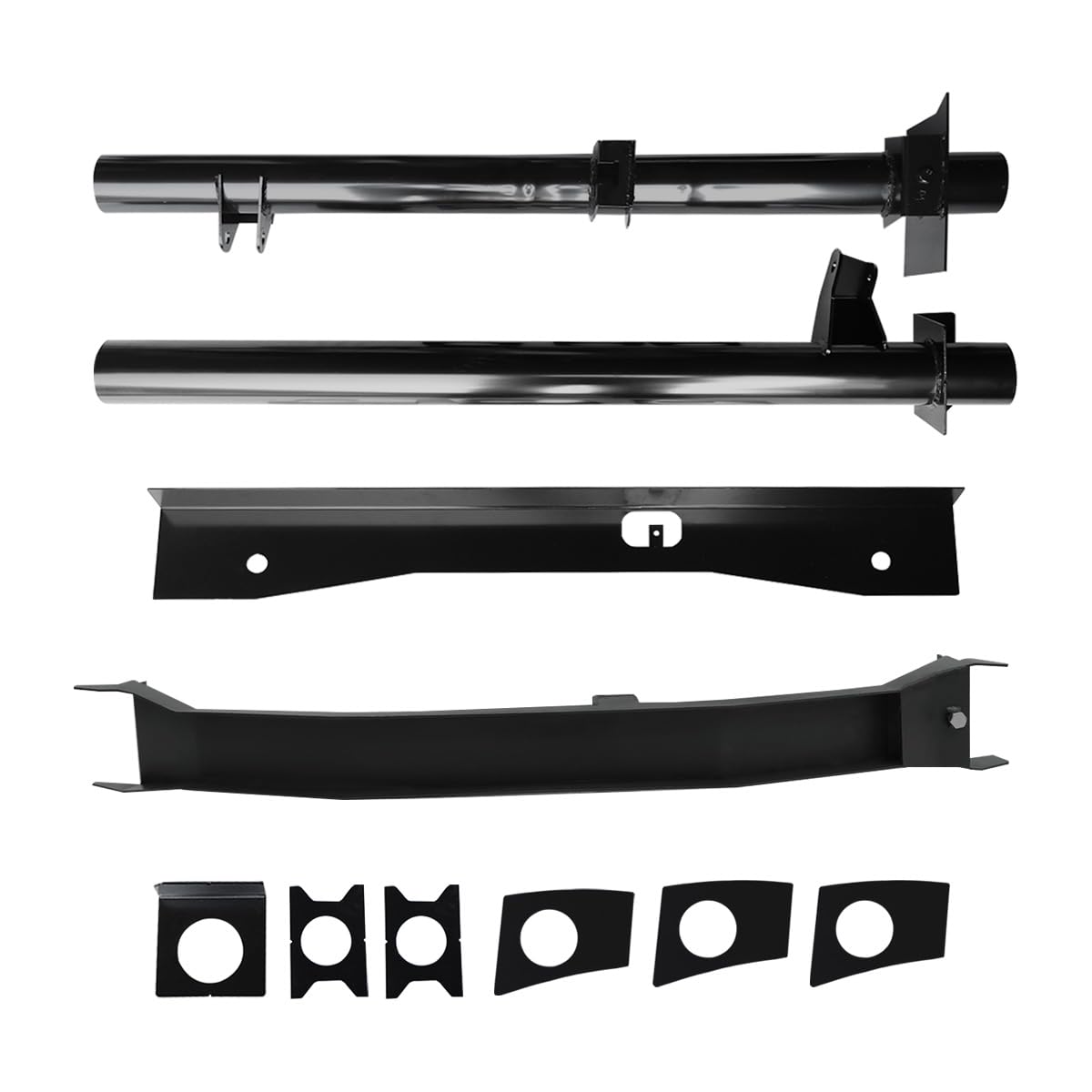 Front & Rear Fuel Tank Support Crossmember & Shock Mount & Spare Tire Bracket Set Fit for 2007-2014 Silverado 1500 GMC Sierra 1500 Regular Cab,Black Support Crossbeam
