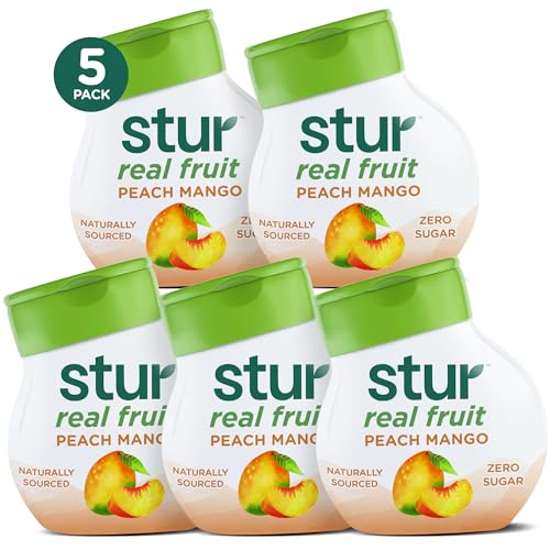 Image of Stur Liquid Water Enhancer | Peach Mango | Sweetened with Stevia | High in Vitamin C & Antioxidants | Sugar Free | Zero Calories | Keto | Vegan | 5 Bottles, Makes 120 Drinks