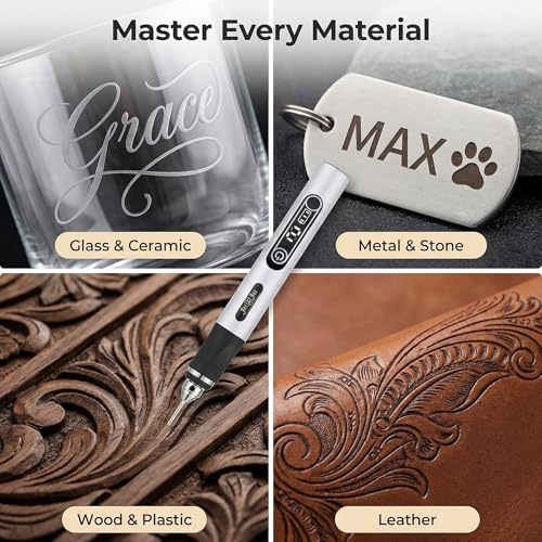 Image of Jas & Jax Engraving Pen - Portable Cordless Tool for DIY Projects & Creative Personalization - Beginner Friendly - USB Rechargeable - 54 Accesories