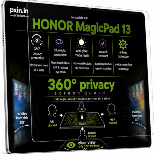 Image of Pxin 360 Pro Privacy Screen guard compatible with Honor MagicPad 13 | Anti Glare | Anti UV | Anti Blue | Anti Reflection | Privacy Filter | Unbreakable Build