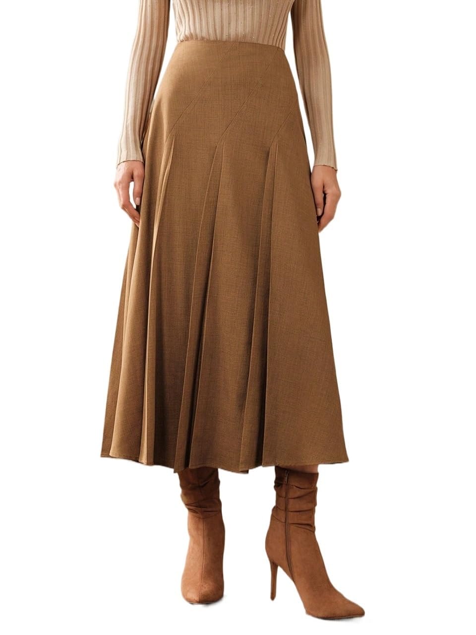 Womens Trendy Asymmetrical Pleated Elegant Skirt Midi Skirt