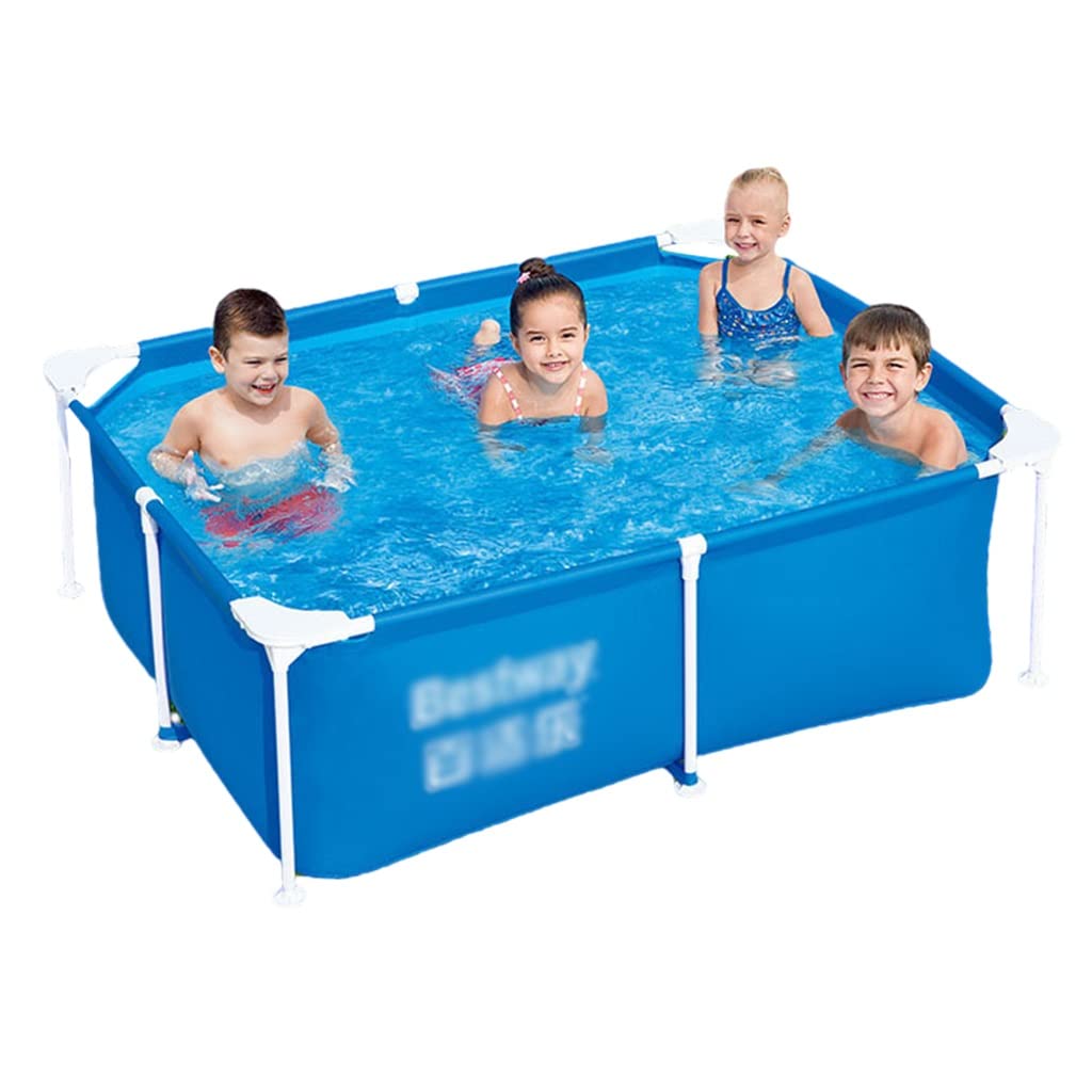 Piscina De Marco, Piscina Rectangular De Metal, Piscina De Marco De Metal, Piscina De Soporte Plegable para El Hogar (Color : Blue, S : 180 * 140 * 60cm)