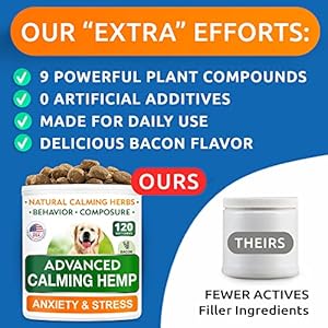 Barkspark advanced calming hemp treats for dogs  hemp oil + melatonin  anxiety relief  separation aid  stress relief during fireworks storms thunder  aggressive behavior barking  120 chews   cucciolini doodles