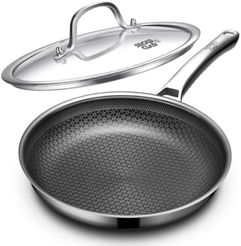 Sartenes antiadherentes, 12 pulgadas con tapa, sartenes híbridas antiadherentes, sartenes antiadherentes de acero inoxidable, aptos para