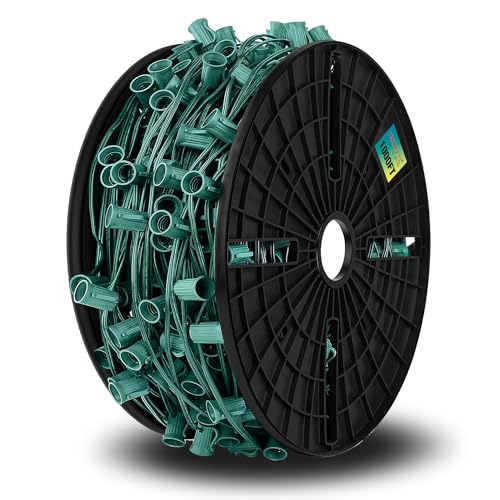 LUCKY TL 1000 FT C9/E17 Christmas Light Sockets Spool Set Green SPT-1 Wire