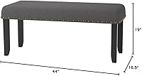 Vista 2 de Roundhill Furniture Biony Fabric Dining Bench with Nailhead Trim, Grey