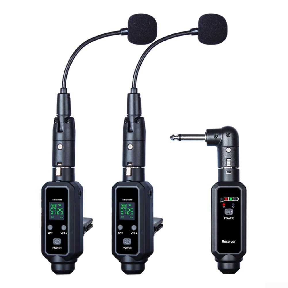 Microfono senza fili, UHF, sistema di microfono per sassofono, suono di alta qualità per musicisti, sassofono, strumenti in ottone dal vivo (uno e due)