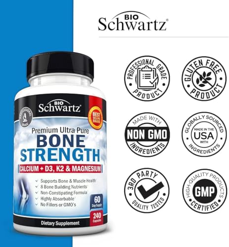 Bioschwartz Bone Strength Supplement With Calcium Magnesium Vitamin D3 K2 Zinc (60 Day Supply) 8 Bone Building Nutrients For Bone & Muscle Support thumb #4