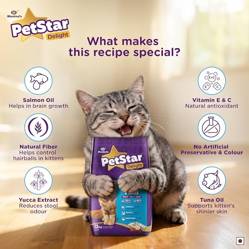 Mankind PetStar Adult Cat Food – Ocean Fish Flavour (1 KG) | Complete Nutrition with Taurine & Omega for Urinary, Digestive & Heart Health - Image 5