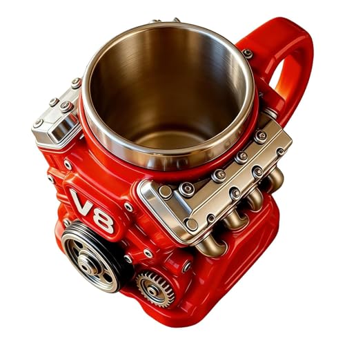 Generisch Taza de café para viajes y viajes – original taza de regalo, taza de diseño de motor de acero inoxidable – para bebidas calientes como café, té y whisky en casa