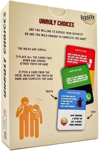 Miniatura 6 de Unruly Choices - Divertido juego de beber verdad o desafío para adultos | Juego de cartas de fiesta salvaje para noches de juegos, universidad,