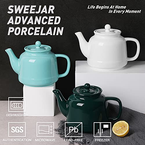 Sweejar 35 Oz Porcelain Tea Pot, Teapot With Removable 18/8 Stainless Steel Infuser, Microwave & Dishwasher Safe Tea Maker thumb #1
