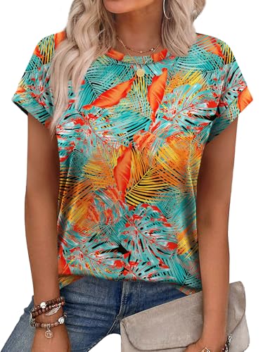 Image of Alaroo Womens Summer Tops Short Sleeve Shirts Crew Neck Tshirt Cute Trendy Tunic Blouses (S-3XL)