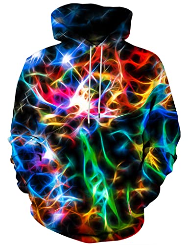 Linnhoy Men Women Colorful Graphic Hoodies for Unisex Adult 3D Splatter Paint Fashion Sweater with Big Pocket Novelty Hoody Sweatshirts Size Large