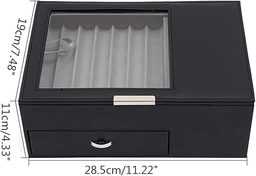 Miniatura 2 de LYNICESHOP Caja de exhibición de bolígrafo 2 capas grandes con ventana de cristal caja organizadora de 14 ranuras para guardar botellas de tinta