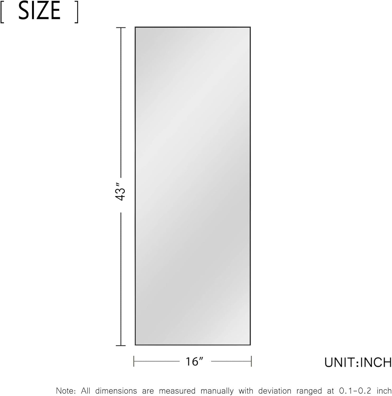 KIAYACI Wall Mirror Full Length Full Body Mirror Bedroom Dressing Mirror Standing Hanging or Leaning Against Wall Aluminum Alloy Frame(Black, 43" x 16")