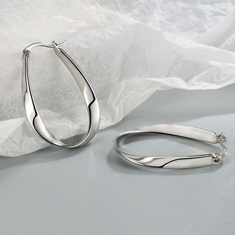 Sterling Silver Post Twist Hoop Earrings For Women Elegant Geometric Female Mobius Hoop Earring Jewelry Gift - Image 2
