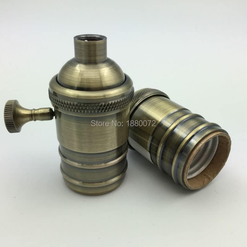 E27/E26 Light Socket Vintage Edison Pendant Lamp Holder With Knob Switch - (Color: Copper Base Type: E27)