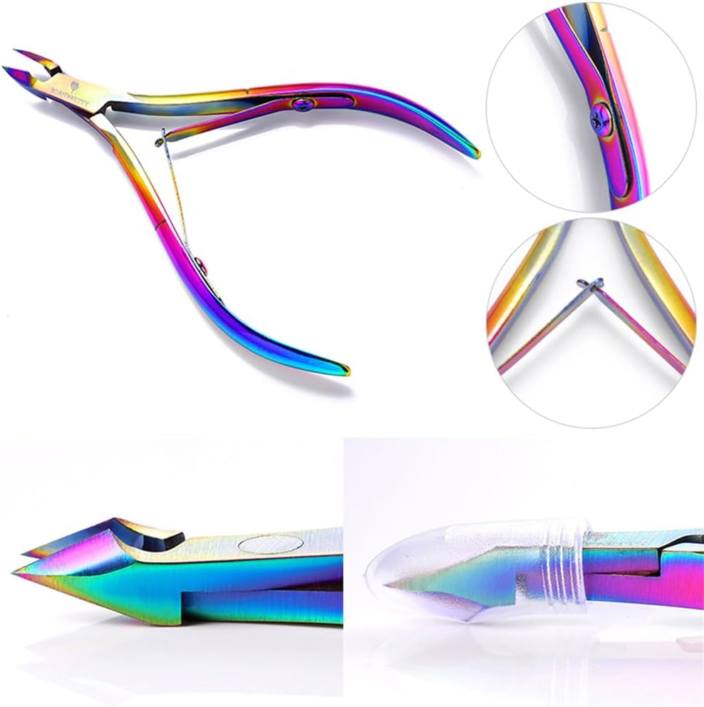 Nail Cuticle Scissor Rainbow Remover Edge Cuticle Nipper Clipper Nail Tool Pedicure Manicure Nail Cutter,Pattern 1,h