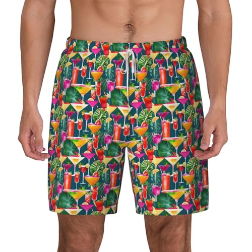 Bañador de secado rápido transpirable para hombre con diseño tropical de cóctel ligero