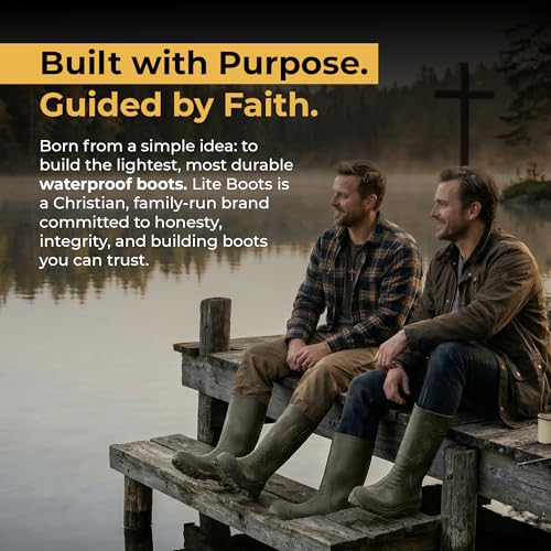 Image of Rubber Hunting Boots for Men - Ultra-Light 13 oz EVA, 16 inch Waterproof Pull-On Boots for Early Season Hunting, Fishing & Farm Work, Non-Slip Mud Boot.