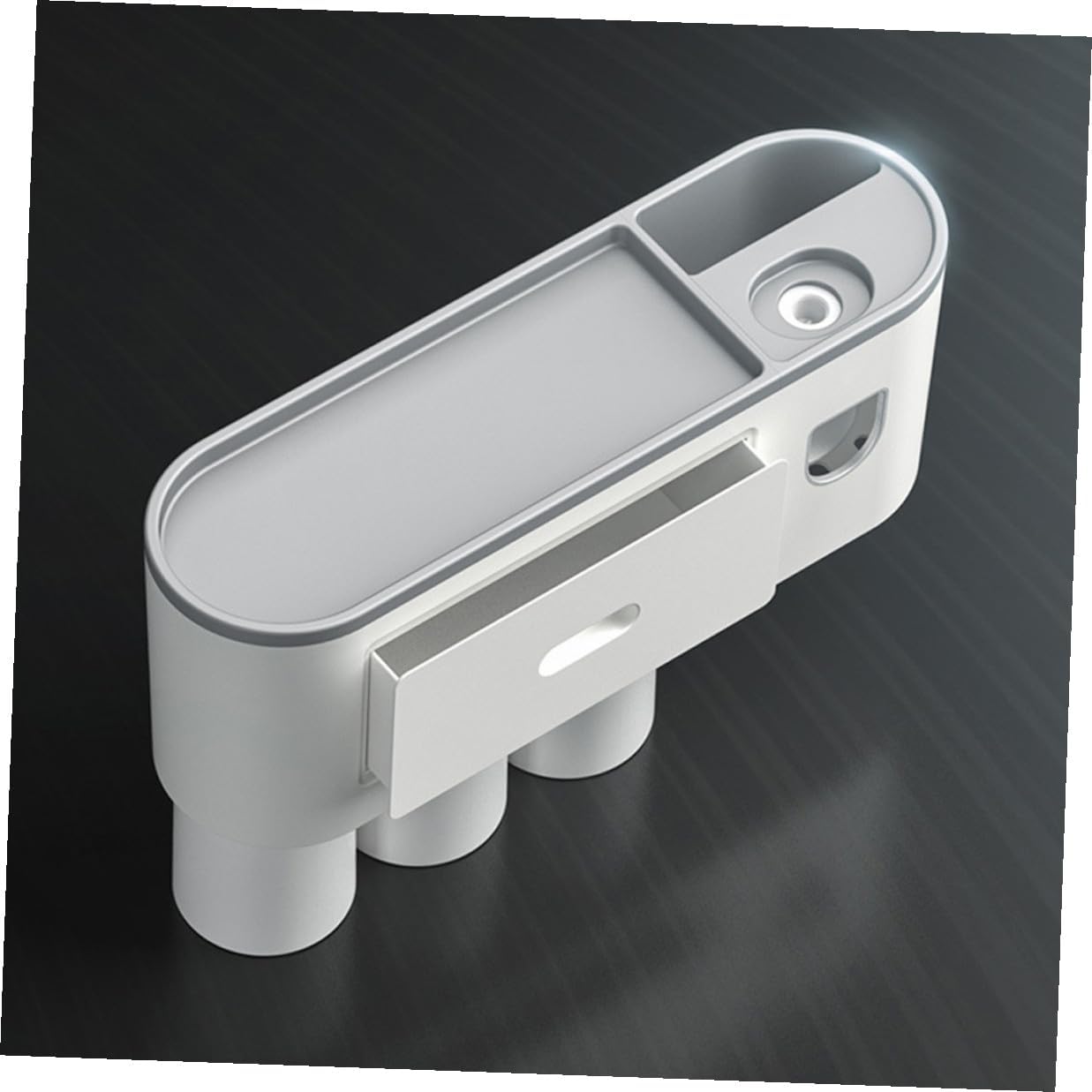 Creative Wall Mounted Toothbrush Holder with Toothpaste Dispenser Space-Saving Abs Bathroom Organizer with Cups Easy Install Drain Rack for Sink and Washroom Storage