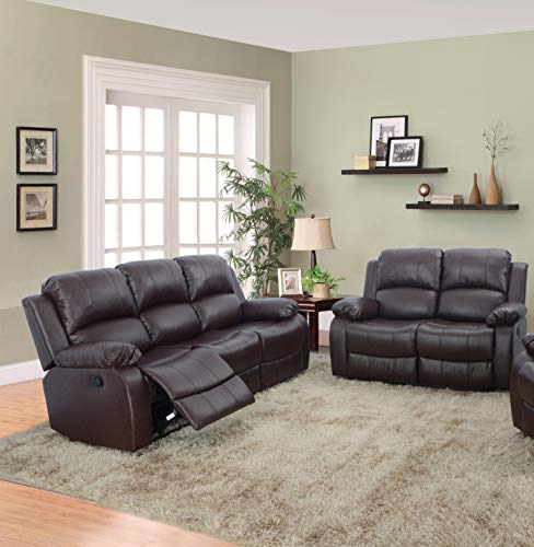 Beverly Fine Furniture 3 Piece Cades Bonded Leather, Brown - Image 4