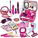 Zestaw do makijażu dla dzieci Udawaj Play | Zmywalny zestaw do makijażu Zabawka z prawdziwą kosmetyczką dla małej dziewczynki,Prezenty z różową torebką księżniczki, smartfonem, okularami Dianmu