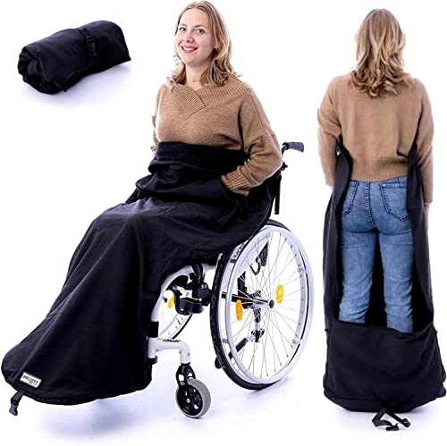 BELIEFF Manta polar para silla de ruedas para uso en exteriores, Protege contra la lluvia, el frío y el viento, bolsillos para las manos, 100% poliéster (con protección completa para los pies) Cover